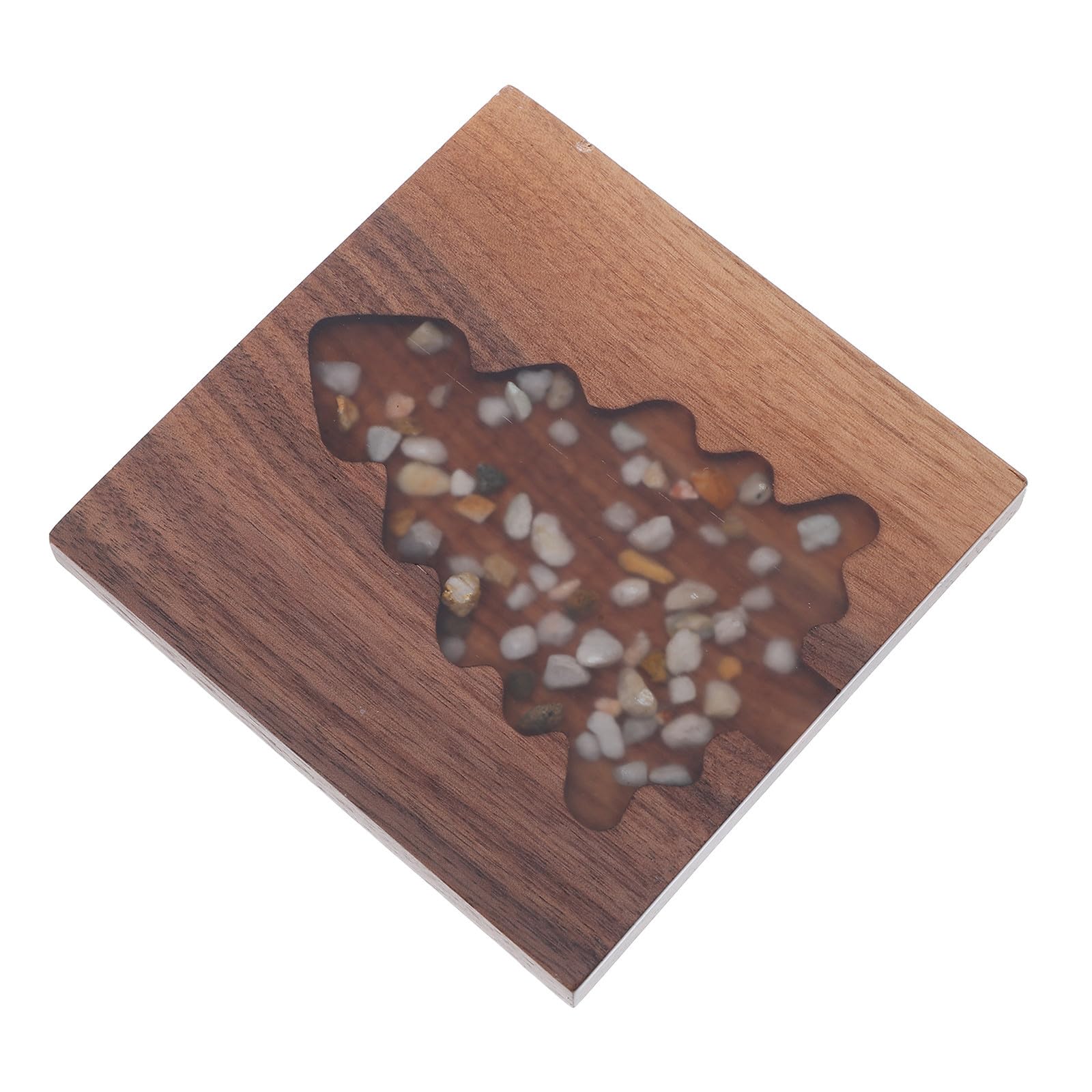 Beaupretty 5 Pièces Dessous de Verre Sapin de Noël Carré en Bois, Pierre