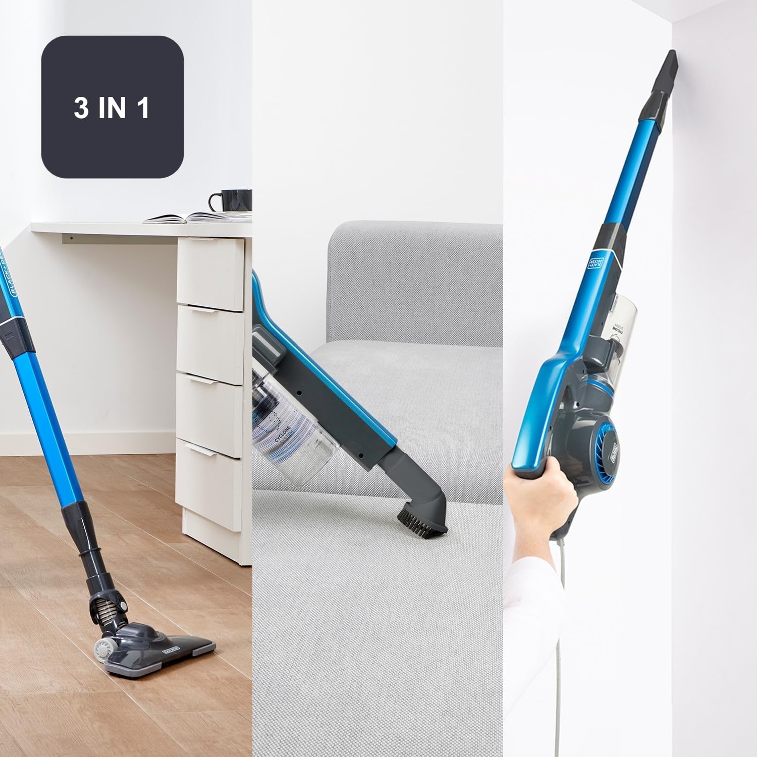 BLACK+DECKER BXVMS600E - Scopa Elettrica con Filo 2 in 1 | 600W | Cavo da 6 m | Potente e Leggera | Sistema Ciclonico | Filtro HEPA