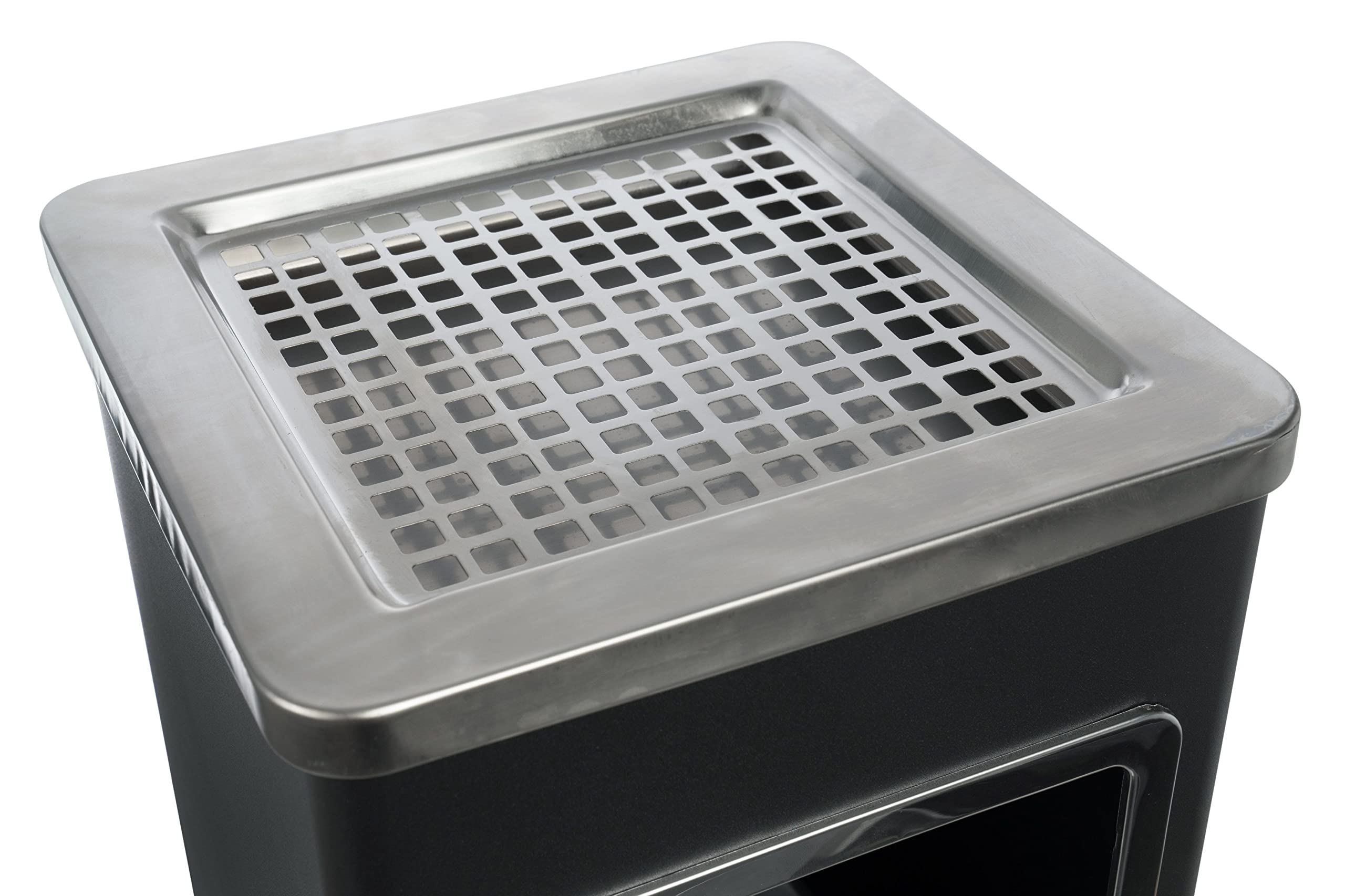 Cendrier amovible sur pied en acier inoxydable noir argenté | Pour usage commercial, extérieur, intérieur et extérieur