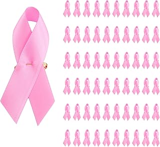 Breast Cancer Awareness Pink Ribbon Pins, 100 Pcs Breast Cancer Satin Pins with Safety Pins Pink Ribbons Breast Cancer Brooches Lapel Pin Bulk for Women Girls Charity Campaign Party Favors Supplies