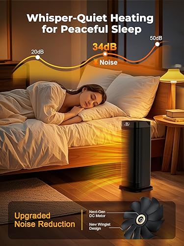 Miniatura 4 de Calentadores de espacio para uso en interiores, calentador portátil de 1500 W con control remoto y termostato, oscilación de 90, 4 modos,