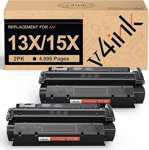 v4ink 2PK C7115X - Cartucho de tóner compatible con HP 13X 15X C7115X Q2613X C7115A, cartucho de tóner de alto rendimiento para HP 1000 1005 1200