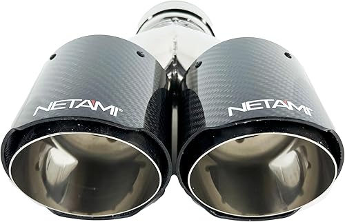 Miniatura 8 de NETAMI Punta de escape doble de 2.5 a 3.5 pulgadas, fibra de carbono, acero inoxidable, negro (NT-2559-1) Flush 1-pece