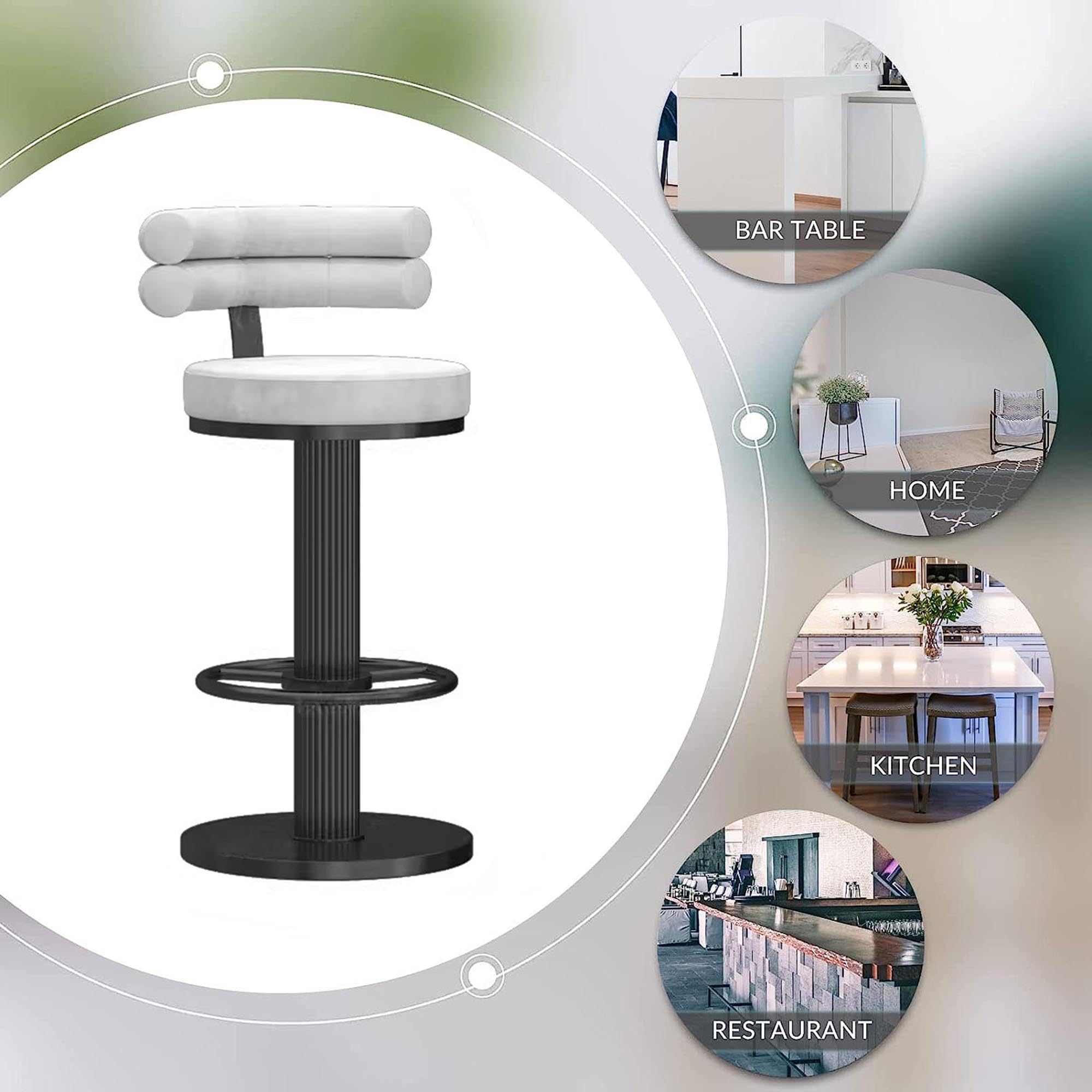 TUOYIBO 360°回転バースツール バック付き キッチンアイランドバース