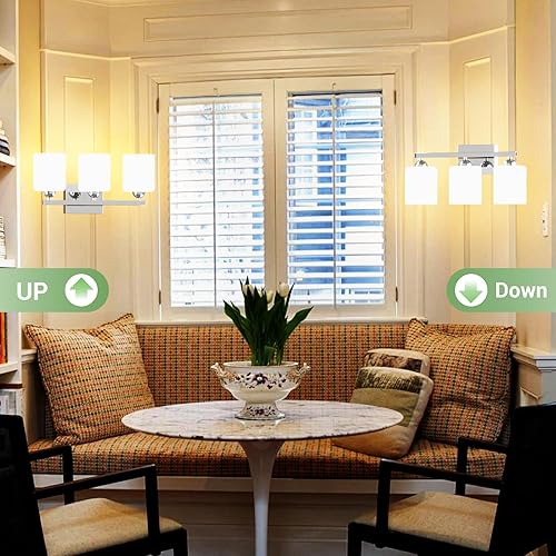 Miniatura 101 de Quntis Lámparas de baño negras de 4 luces con 5 modos de color, lámpara de tocador moderna regulable de 27 pulgadas sobre espejo, lámpara de pared