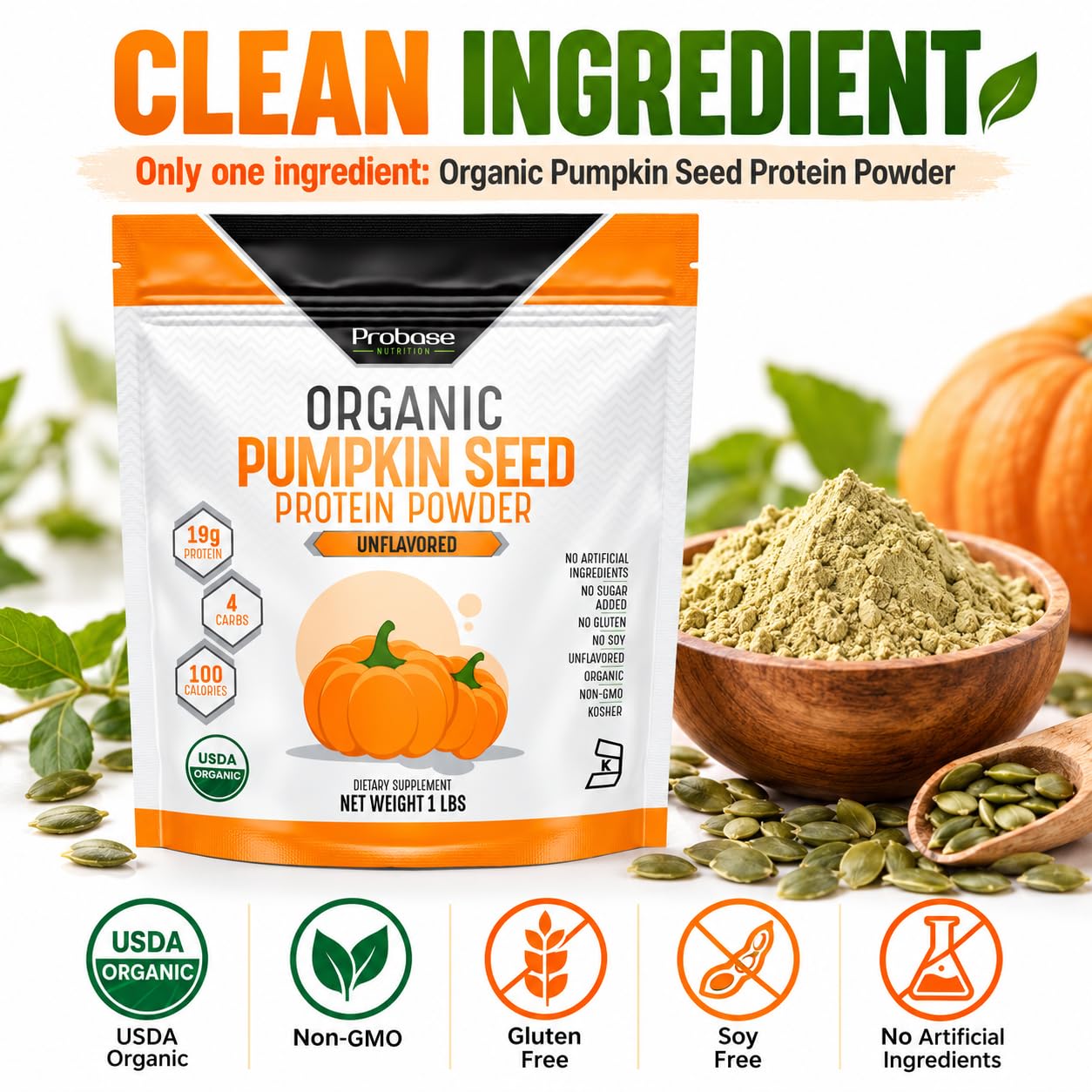 Probase Nutrition, Pumpkin Seed Protein Powder, Unsweetened Plant-Based Pumpkin Protein Powder, Ideal for Post-Activity Support, Pumpkin Powder is Rich in Omega 3, 6, 9 | 1 lb, Cold Pressed — Amazon image 9