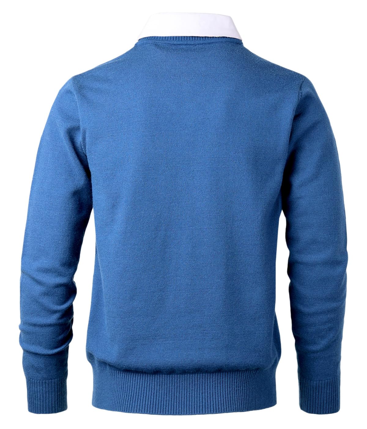 Jersey de Punto para Hombre Jersey de Moda Suave al Tacto con Cuello en V y Camisa de Cuadros o Cuello Blanco.