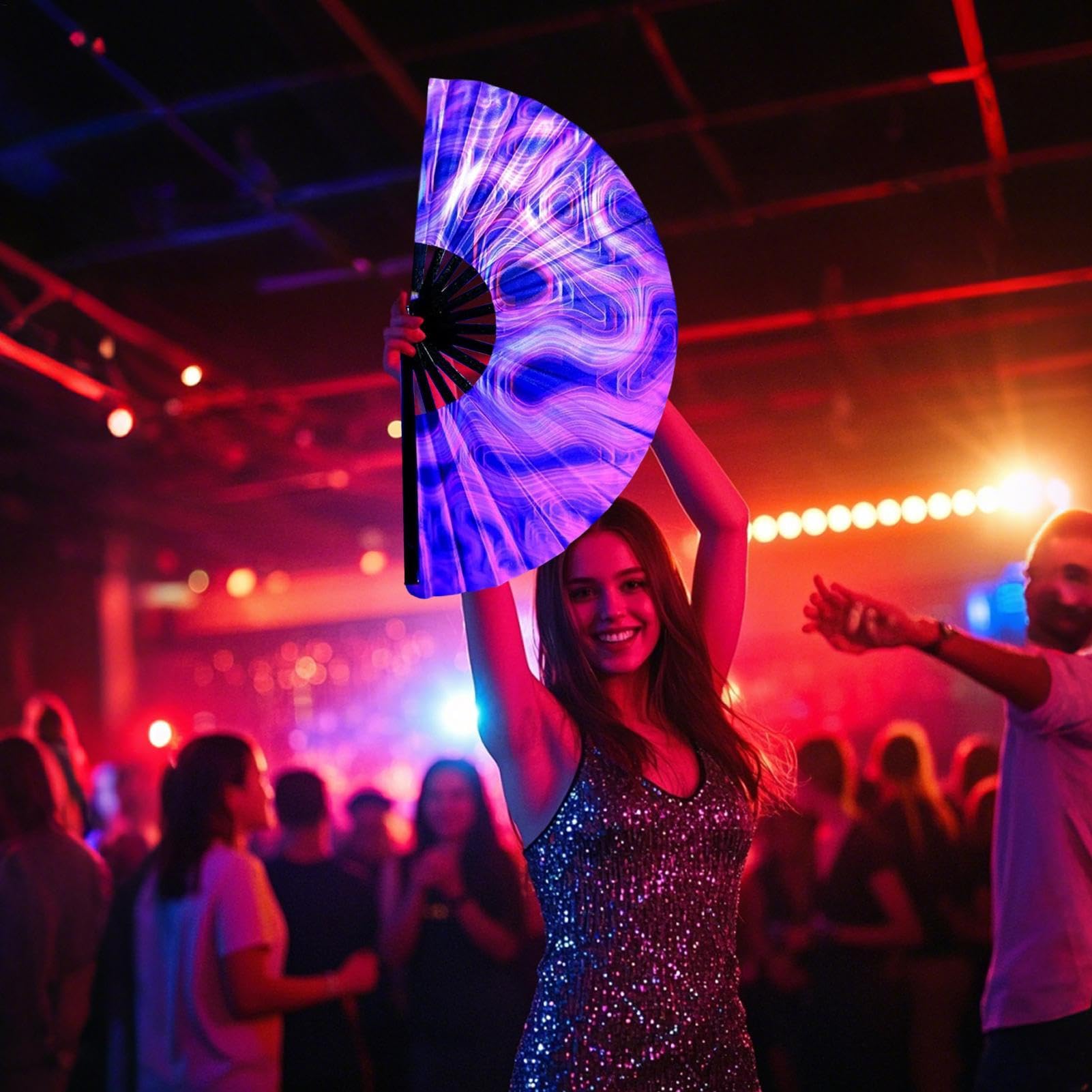 Accendi il ventilatore, i fan di Clacking per ballare | Clack Hand Fan Light Up Folding - per festival, grandi cinesi/giapponesi oggetti di scena fotografica per il raffreddamento, la danza, la decora