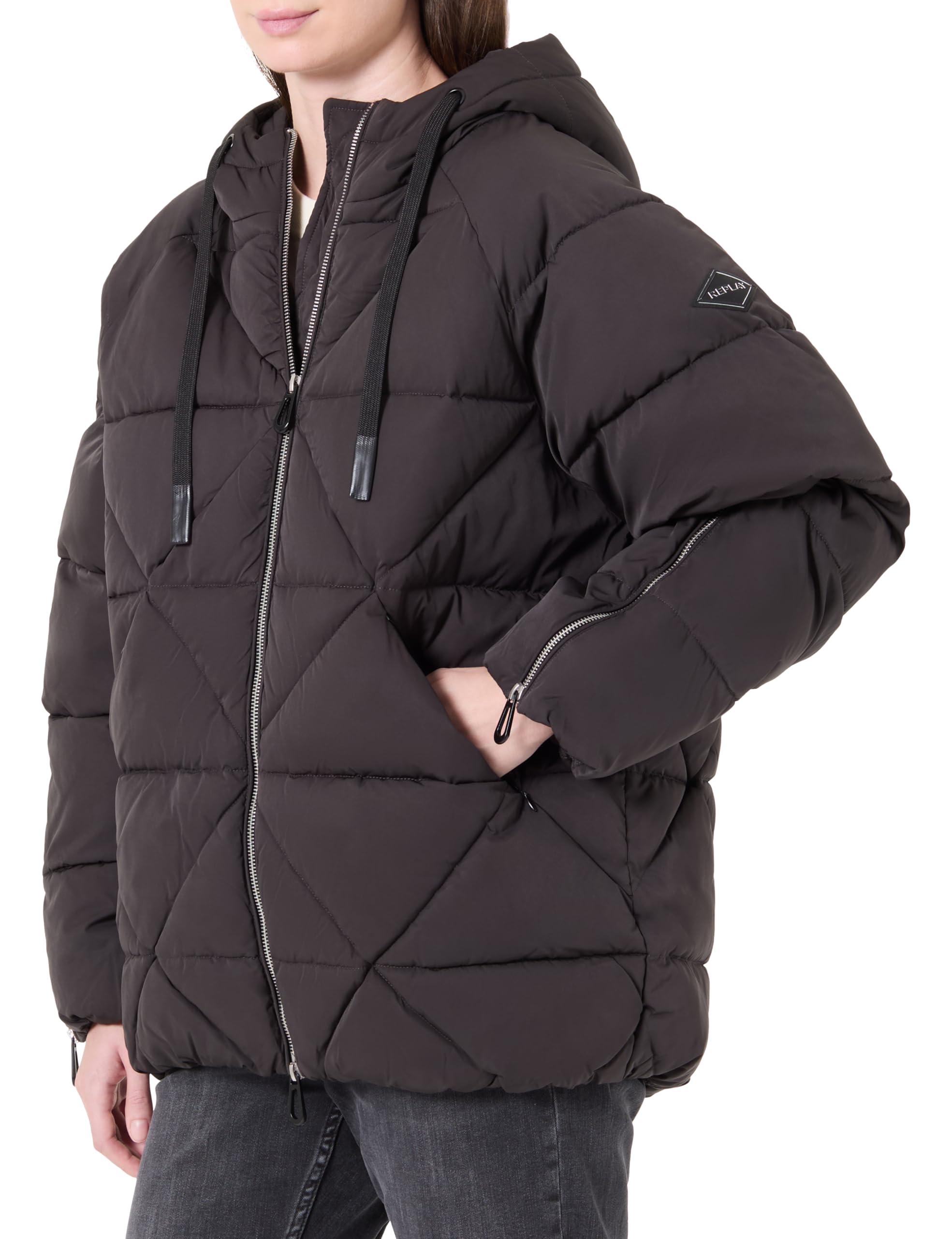 Replay Damen Steppjacke mit Kapuze, Black 098 (Schwarz), S