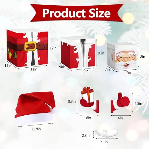 Miniatura 2 de Cajas de Navidad para decoración de 7 piezas, cajas apilables, cajas de regalo de Papá Noel con tapas, cajas de anidación de Navidad para decoración