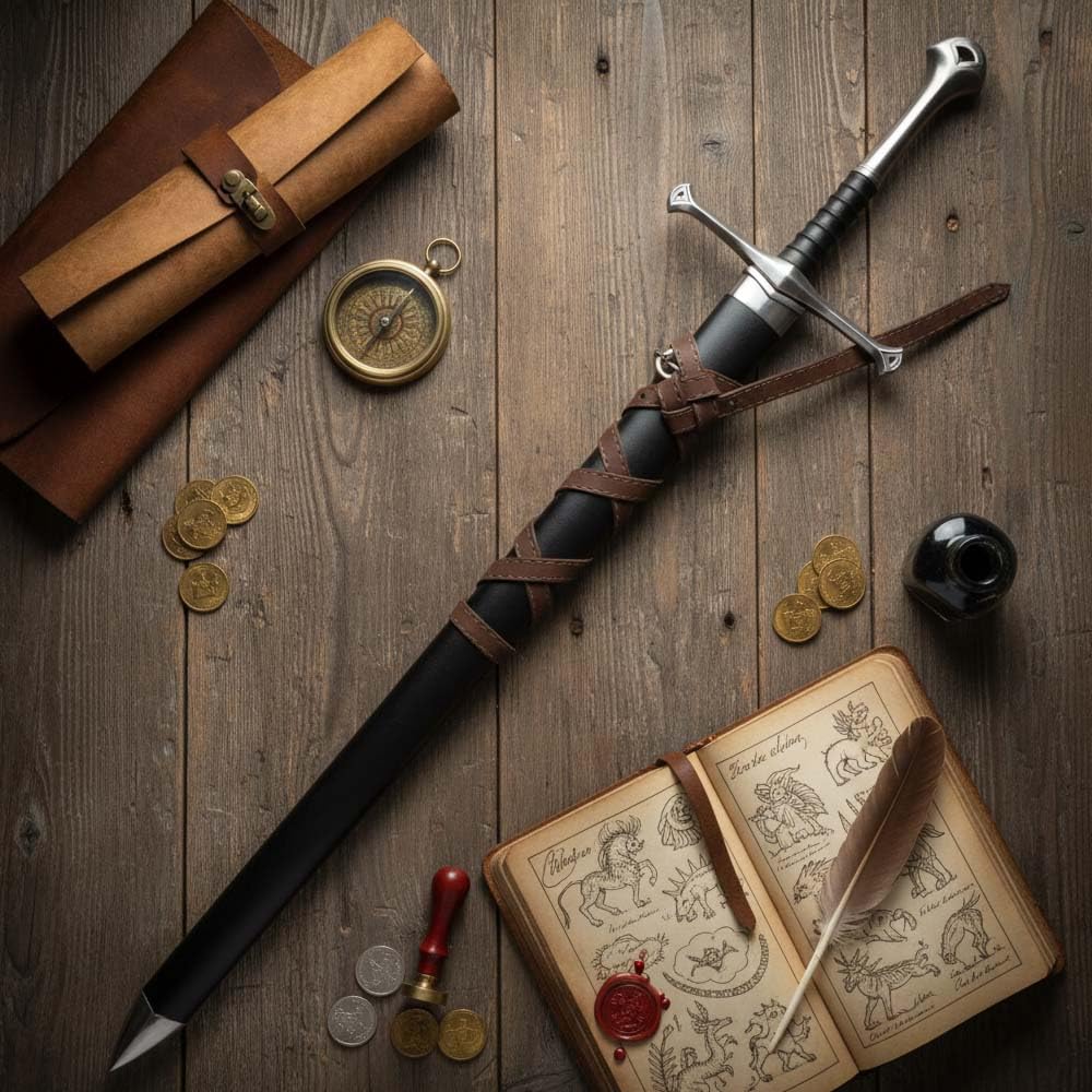 Fantasy-Dekoschwert – mystischer Look, Stahlschwert – Sammler, Deko, Vitrine, Mittelalter & Cosplay, LARP