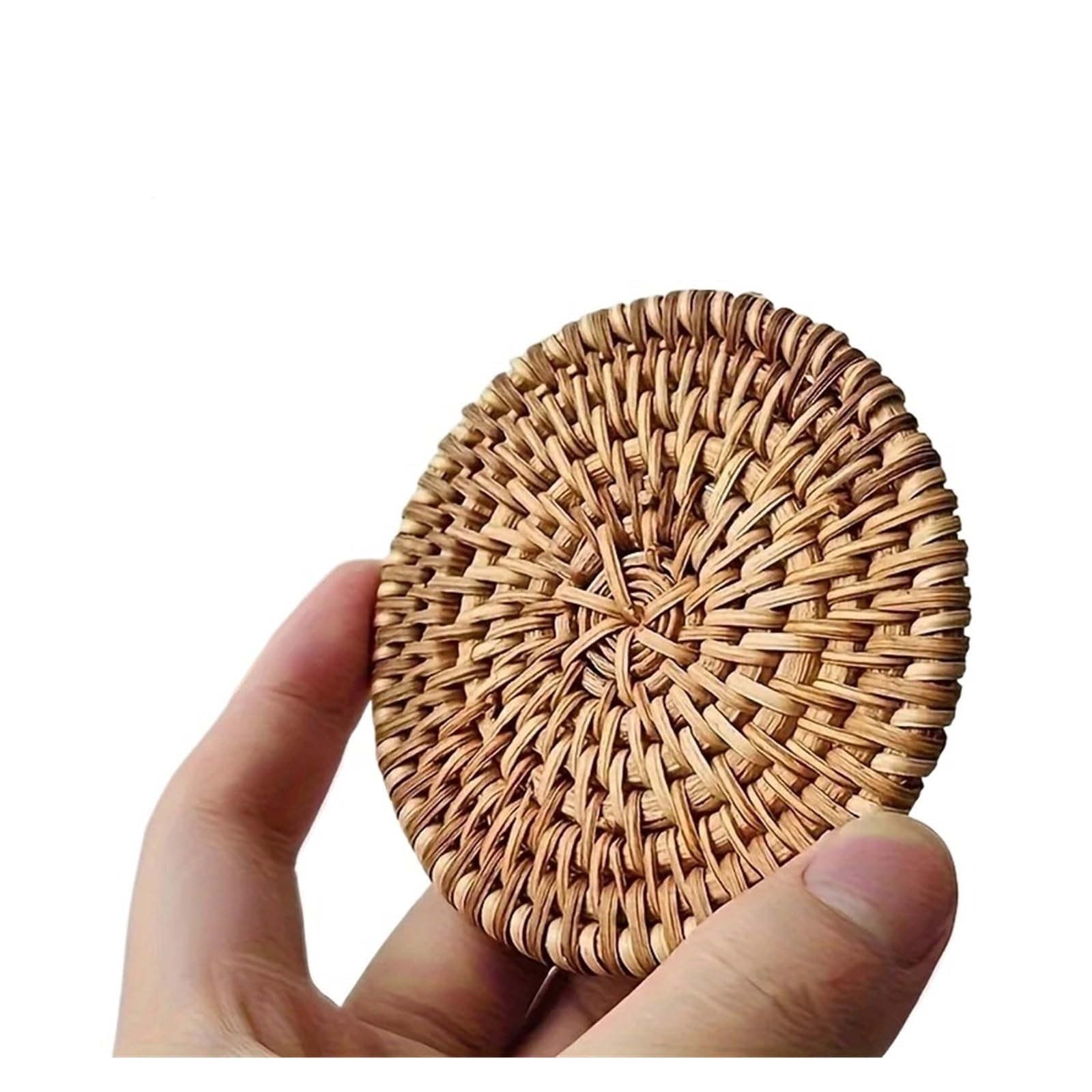 1 Pack Braided Rattan Coaster For Home Decor