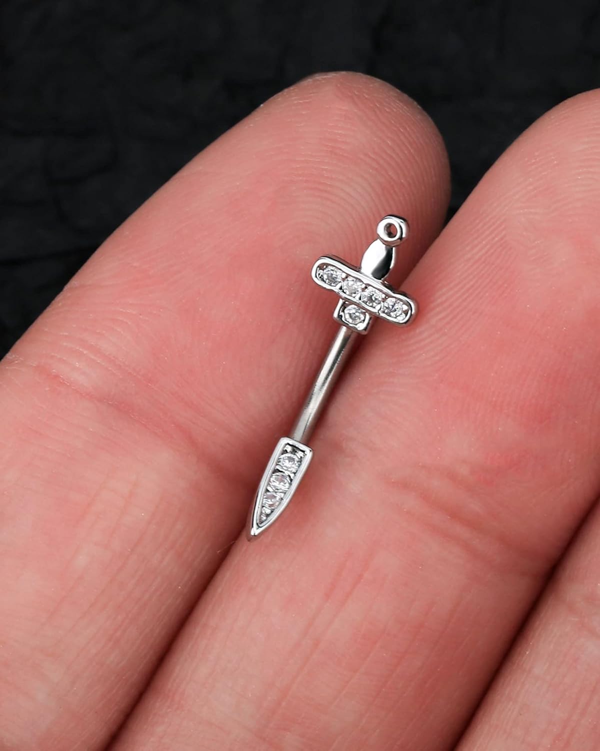 OUFER Rook Piercing Jewelry, 16G 316L Surgical Steel Daith Earrings, Dagger Rook Earrings, Clear CZ Eyebrow Rings, Curved Barbell, Conch Piercing Jewlery - Image 3