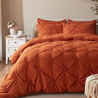 King Comforter Set -Pintuck Down Alternative Comforter with 2 Pillow Shams, Soft King Size Bedding Comforter Sets Lightweight All Season (Burnt Orange,102x90 inches, 3 Pieces)