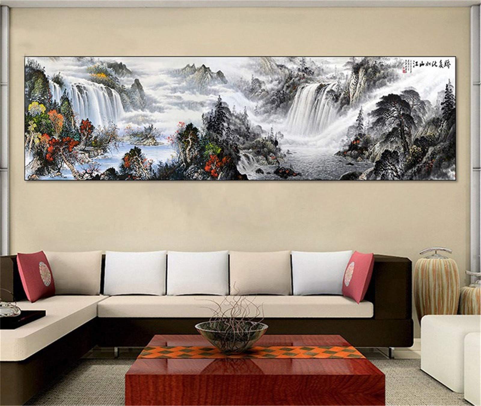 DIY 5D Diamante Pintura Bordado Kits Completo paisaje Large Size Mosaico Diamond Painting Adultos/Niños Rhinestone Punto de Cruz Diamante Arte Artesanía Casa Decor de La Pared -Round Drill,20x60inch