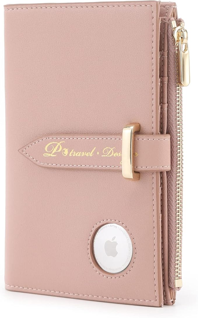 Airtag Passport Holder for Women, RFID Blocking Travel Passport Case with Credit