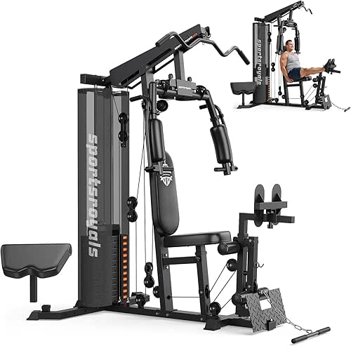 Sportsroyals Home Gym Equipment, 154LBS Weight Stack, Full Body Workout
