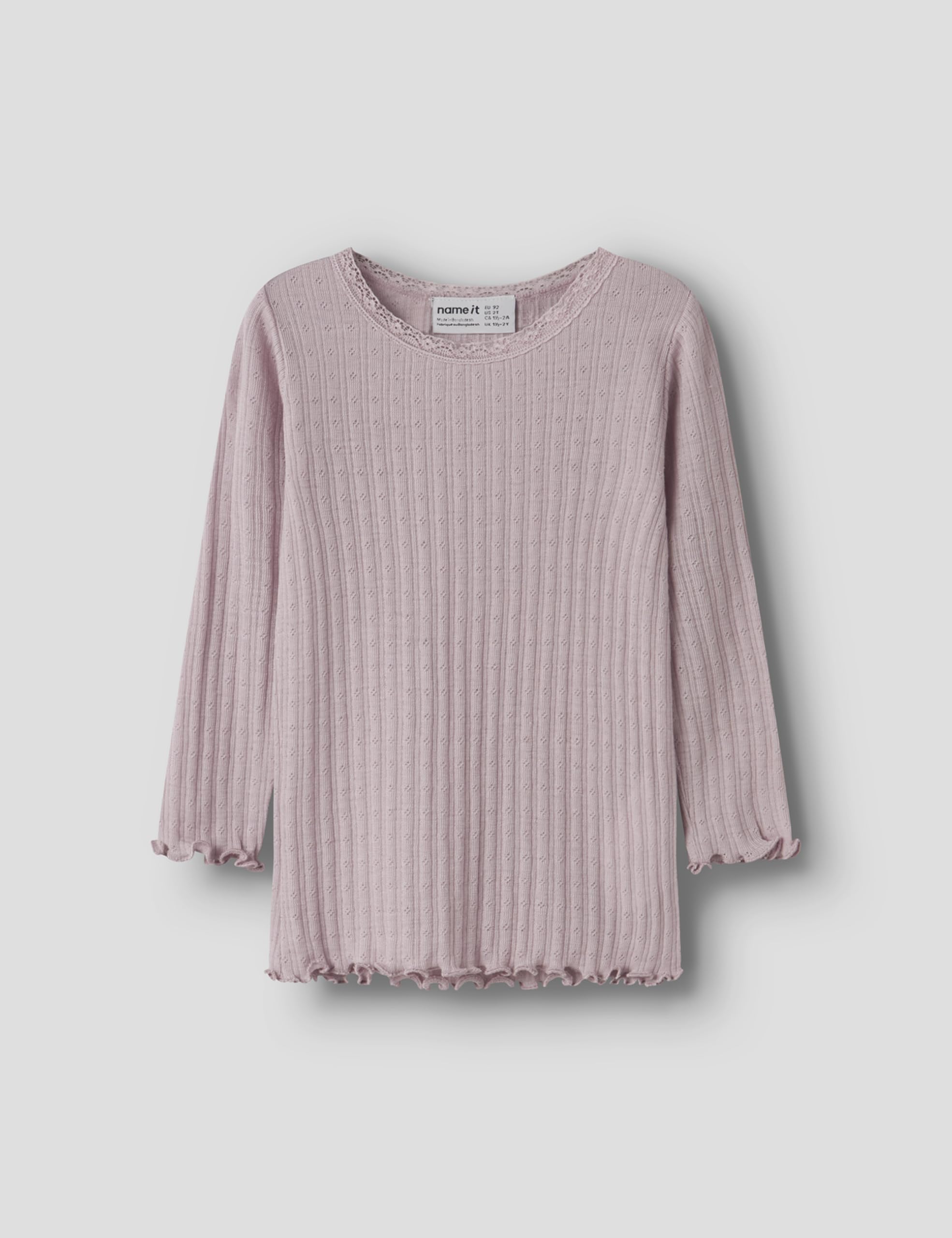 Name IT Nmfwossa Wo/Si Rib LS Top Bambine e Ragazze
