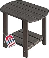 Vista 24 de LZRS Mesa Lateral Redonda Adirondack para Patio Mesa de Esquina, Mesas Laterales para Exteriores para Patio, Jardín, Piscina, Complemento