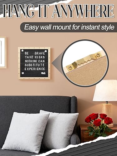 Miniatura 6 de Tablero de letras con luz degradado con luces LED, tablero de mensajes intercambiables de fieltro de 10 x 10 pulgadas con marco romántico, letras