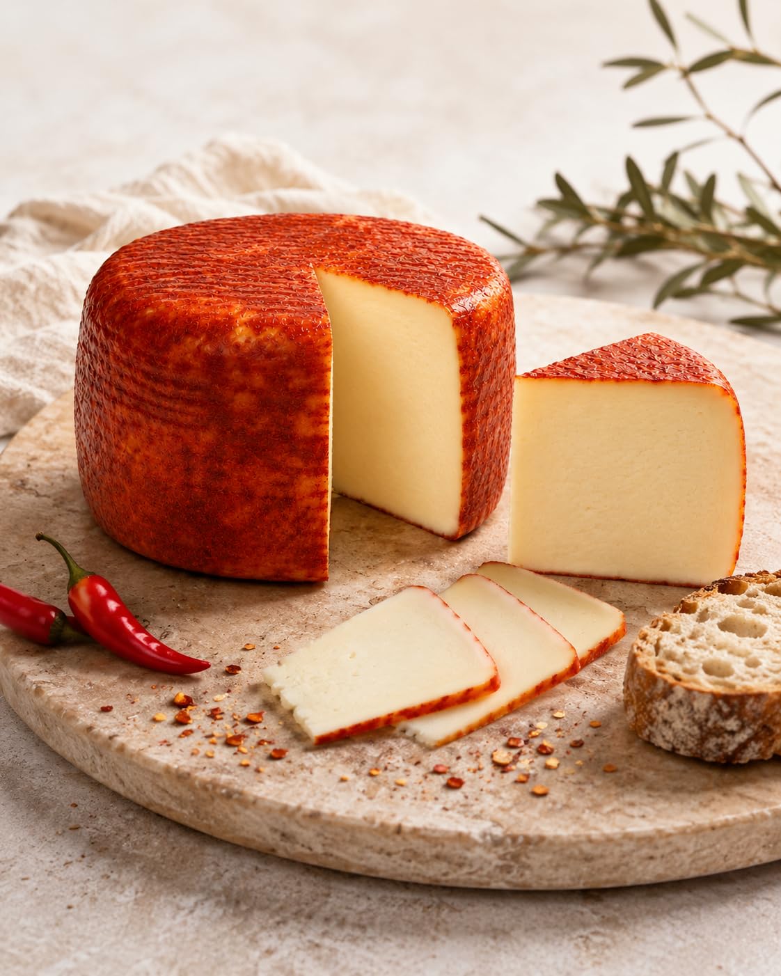 Fromage Vulcano | Fromage piquant | Produit avec du lait de brebis et de chèvre | Fromage au piment rouge | Typique de la Sicile | 450 gr