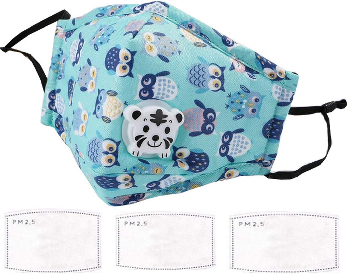 Washable Cotton Kids Anti-Dust Half Face Mouth Protection Cover + 3pcs Filters (Blue#2)