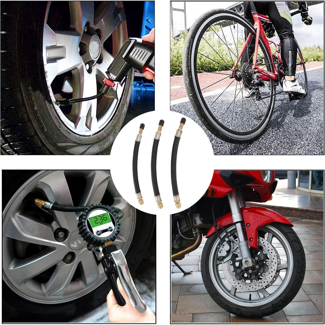 della Valvola per Pneumatici 3 Pezzi Gomma Flessibile per Auto Camion Ruota per Moto Valvola per Pneumatici Prolunga per Stelo Adattatore per Valvola per Auto Valvola per Pneumatici