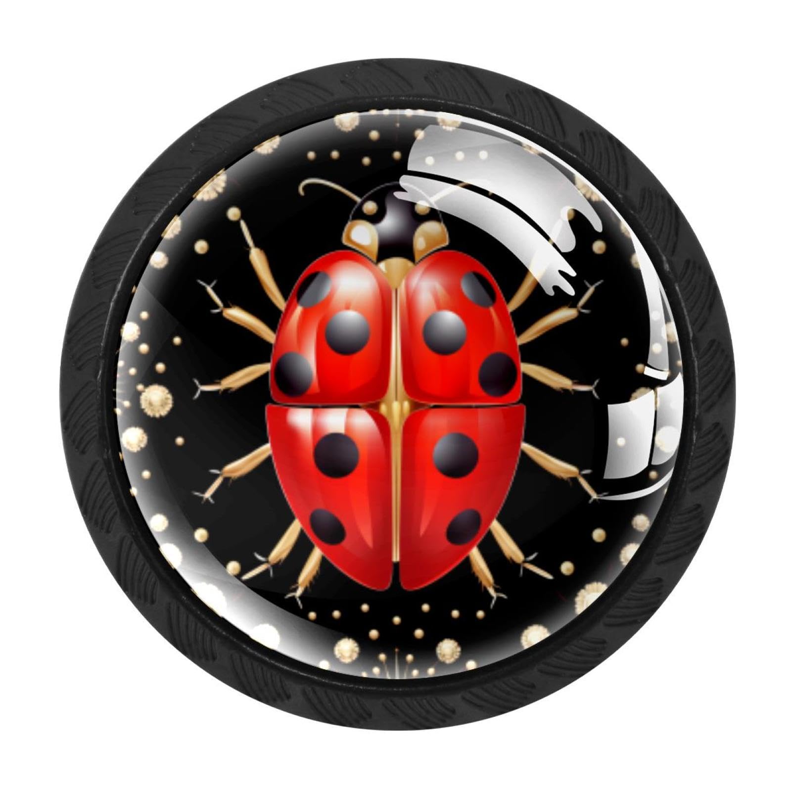 Chenzzzz Multicolored 01 4 Pieces Ladybird Drawer Knobs, 35Mm Black Cabinet Knobs, Drawer Pulls And Knobs, Dresser Drawer Knobs, Cabinet Hardware Kitchen Cabinet Knobs