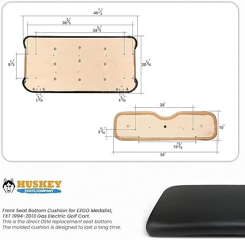 Miniatura 4 de Huskey Parts Company Cojín de asiento de carrito de golf, color negro, asiento delantero inferior para EZGO Medalist, TXT 1994 a 2013, reemplazo del