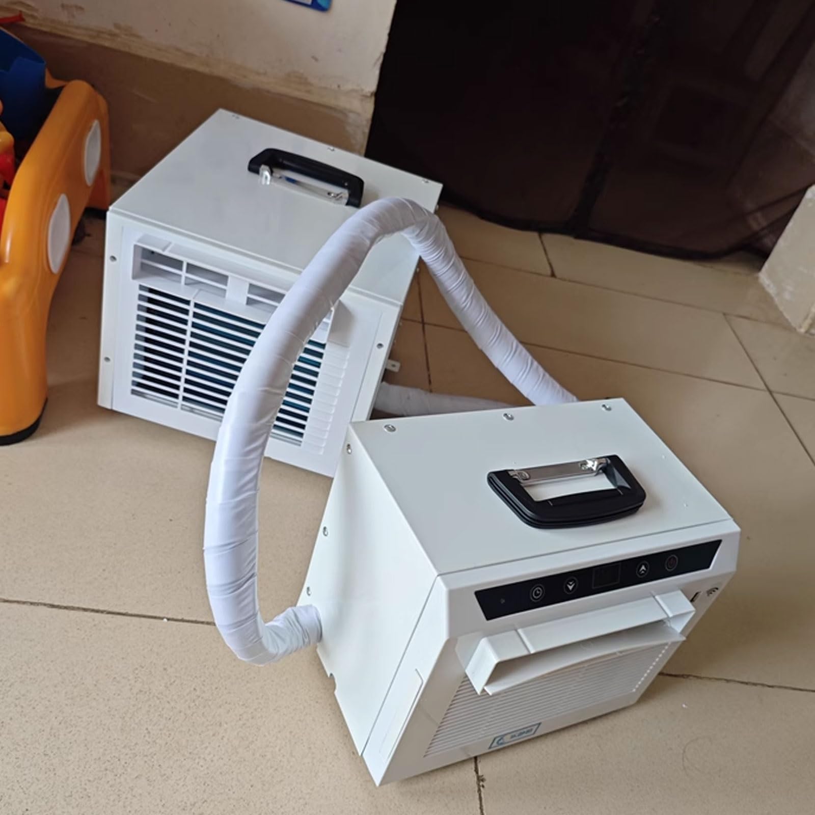 Condizionatore Split 13000 BTU, Climatizzatore Portatile da Campeggio con WiFi e Telecomando - Timer 12H, Flusso d’Aria 130m³/h, Senza Installazione per Casa, Ufficio e Campeggio 1.5m-Pipe
