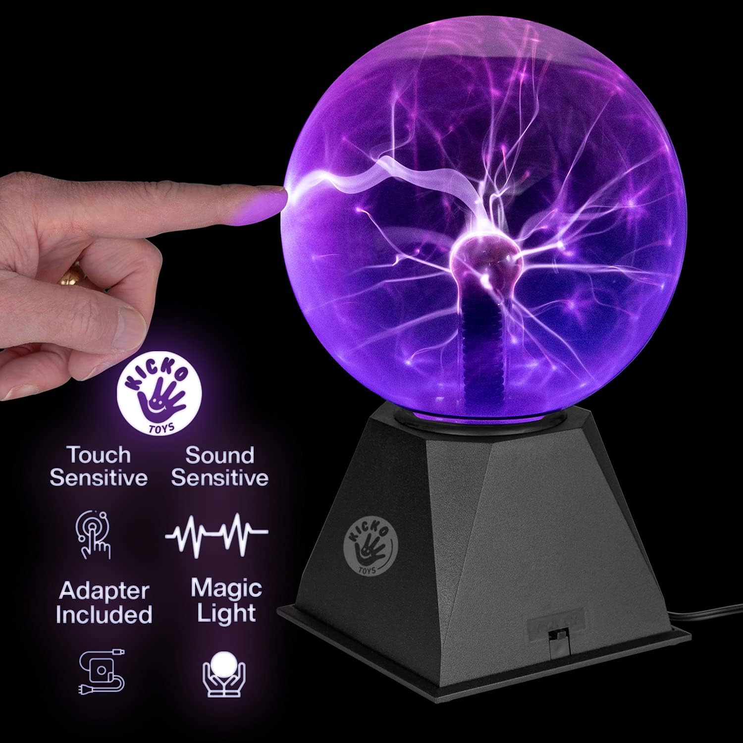 Kicko Purple Plasma Ball - 7 Inch - Nebula, Thunder Lightning, Plug-in - for Parties, Decorations, Prop, Kids, Bedroom, Home
