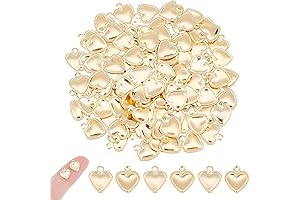 UNICRAFTALE 100pcs Golden Puffy Tiny Heart Charms
