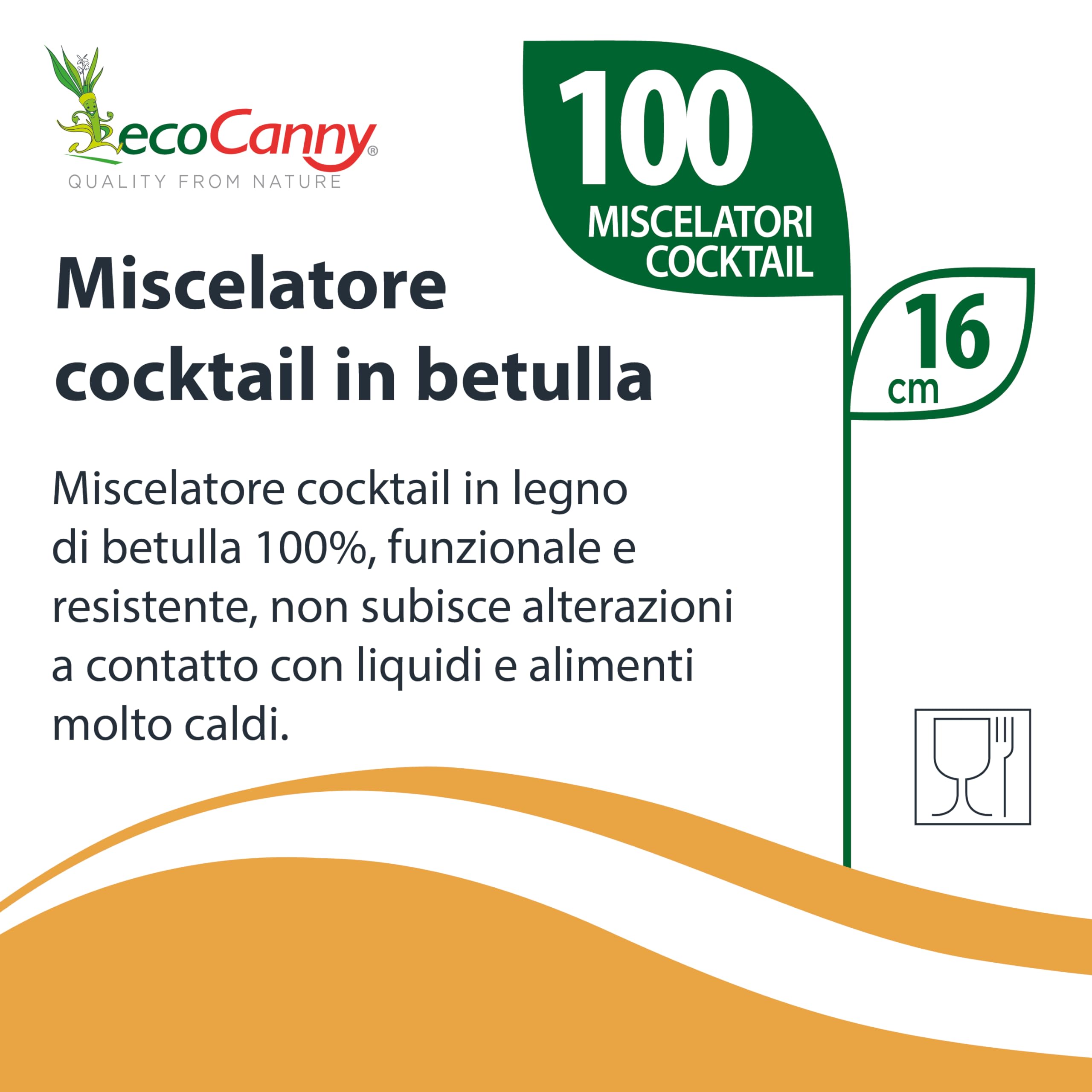 Miscelatori Cocktail in Legno di Betulla, 160mm, Ecologici e Compostabili, Perfetti per Bar e Eventi, Confezione da 100 Pezzi