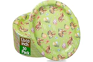 50 Pack Oval Easter Paper Plates - 10" x 12"