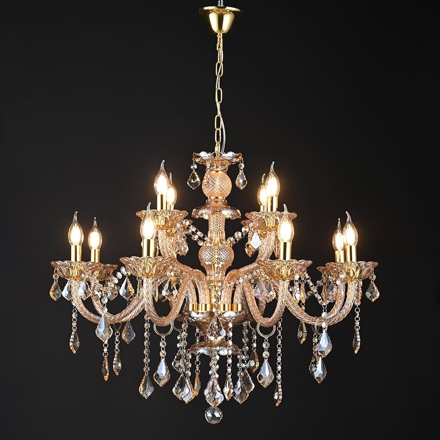Onizbar 【Luxury】 TOCHIC French Empire Crystal Chandelier 9 Lights Modern Gold