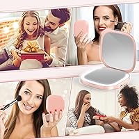 Vista 6 de MY BEAUTY LIGHT Espejo compacto brillante con luz de aumento recargable duradera 1X/3X, espejo de maquillaje de viaje de 3000K-6000K con luces