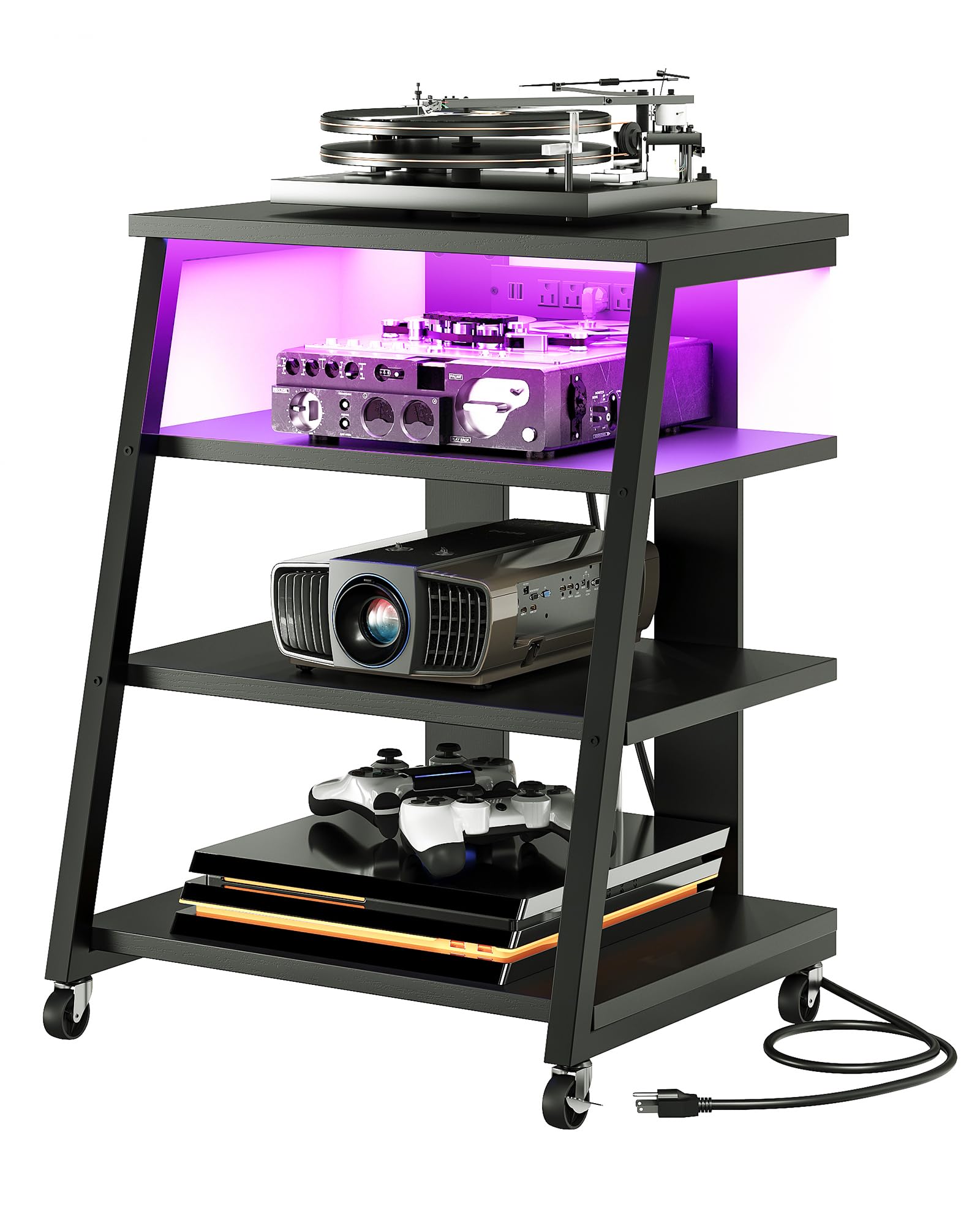 Amazon.com: CHOEZON 4-Tier AV Media Stand with Wheels, Stereo Stands ...