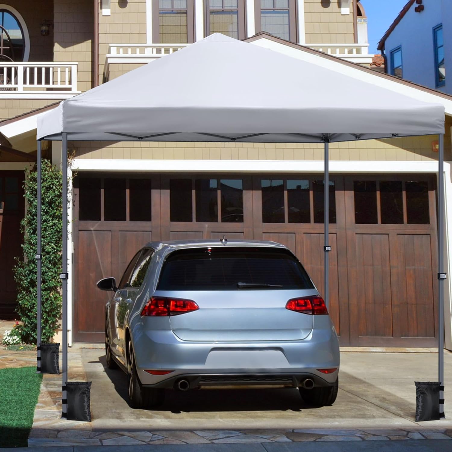 Yardwe 3 * 3 Meters Up Tent Canopy Waterproof Windproof Outdoor Instant Tent Sun Protection Shelter with Wheeled Carry Bag (White)