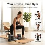 VEICK 25 lbs Adjustable Dumbbell with Anti-Slip Turning Handle, Fast Adjust Weight for Men and Women, Exercise Equipment with Tray for Home Gym Full Body Workout Fitness, Black