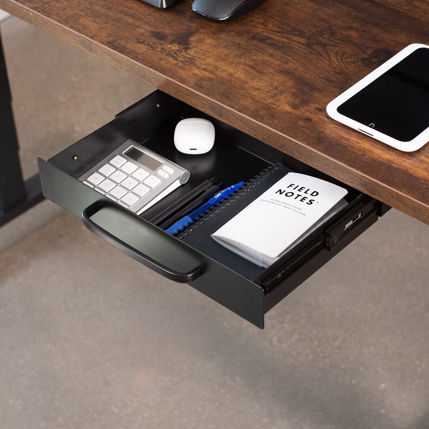 VIVO DESK-DR1H-B ausziehbare Schublade unter dem Schreibtisch, ausziehbarer Griff, Aufbewahrungs-Organizer für Sitz-/Steharbeitsplatz, Schwarz, 33 cm