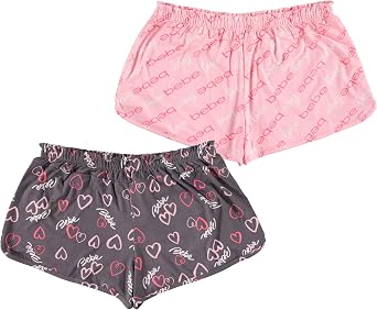 bebe Womens Pajama Shorts 2 Pack, Elastic Waist Lounge Sleepwear