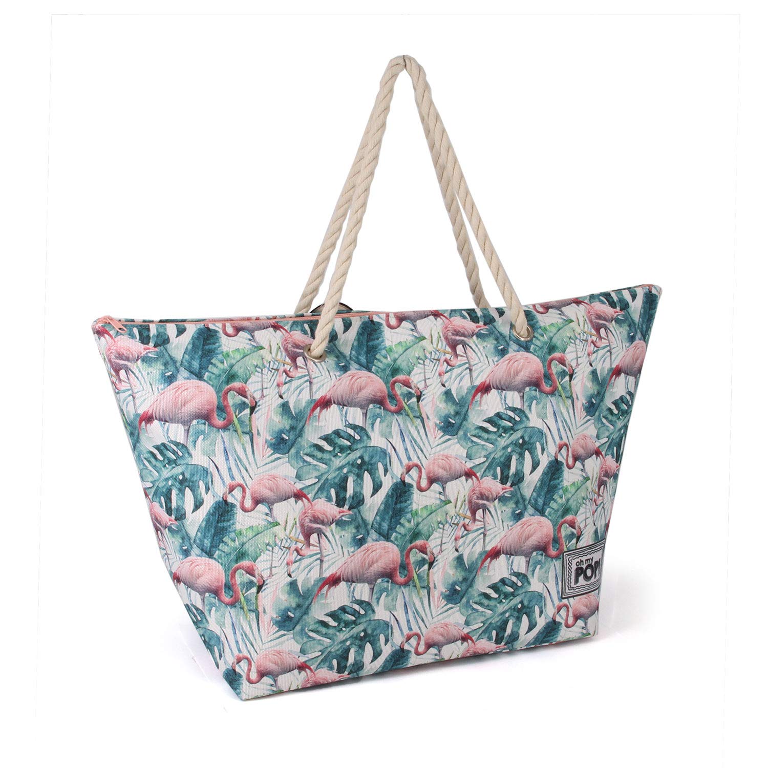 Oh My Pop! Oh My Pop! Flamenco Tropical-Sunny Strandtasche Bolsa de Tela y de Playa 60 Centimeters Multicolor (Multicolour)