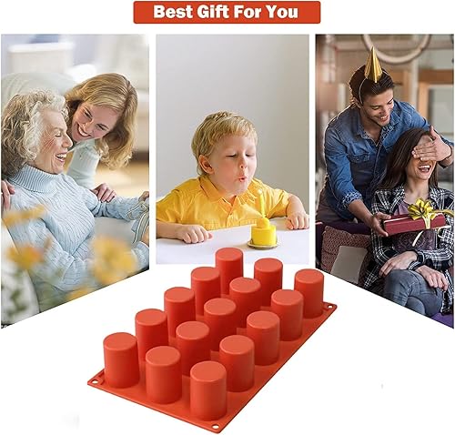 Miniatura 4 de Molde cilíndrico de silicona para fondant, 15 cavidades, molde de silicona cilíndrico, pastelería, magdalena, mousse, pudín, magdalena, suministros