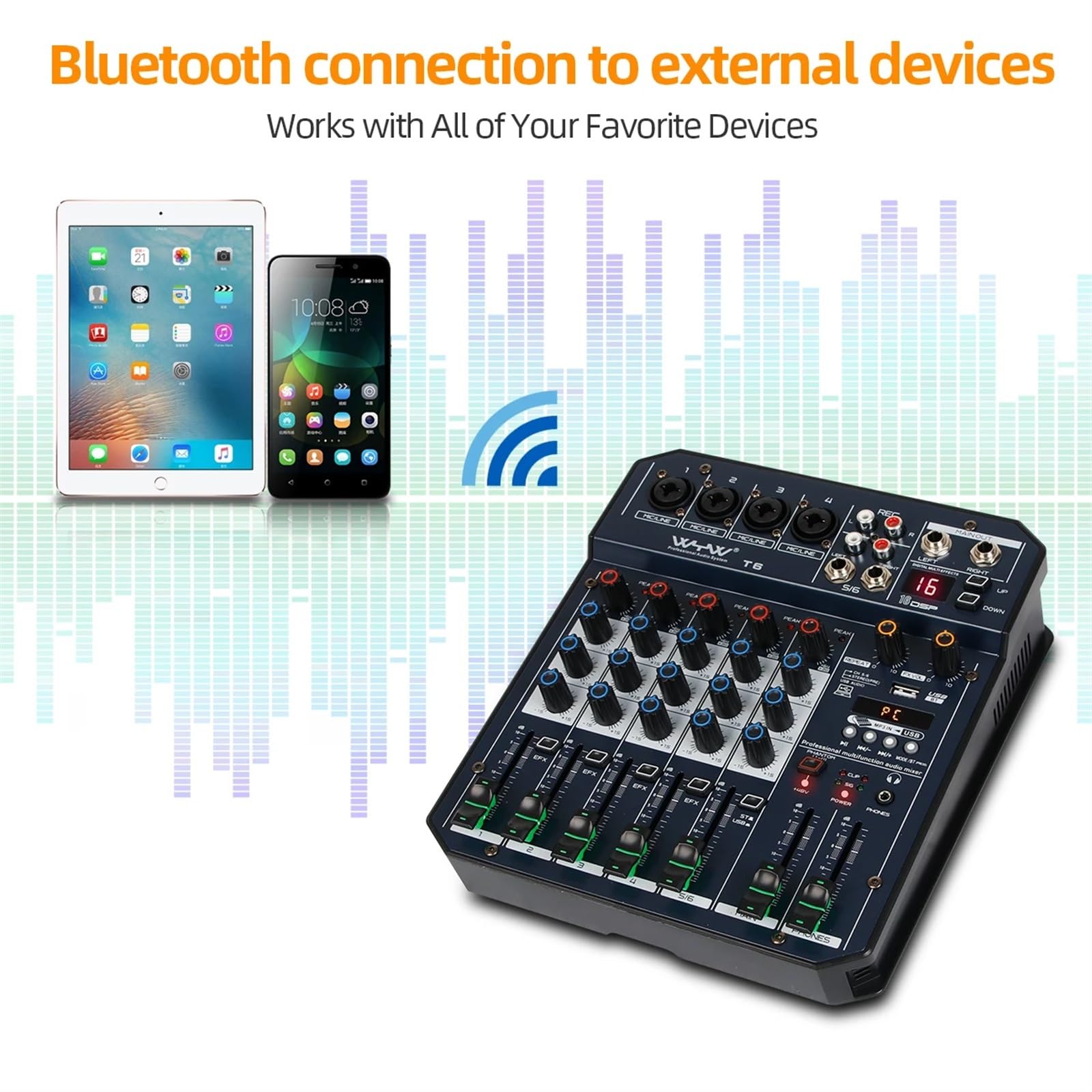 Mixer audio, Tabella audio T6 Mixer audio-dio Processore scheda a 6 canali Interfaccia controller 16DSP for PC Registrazione Streaming Per karaoke