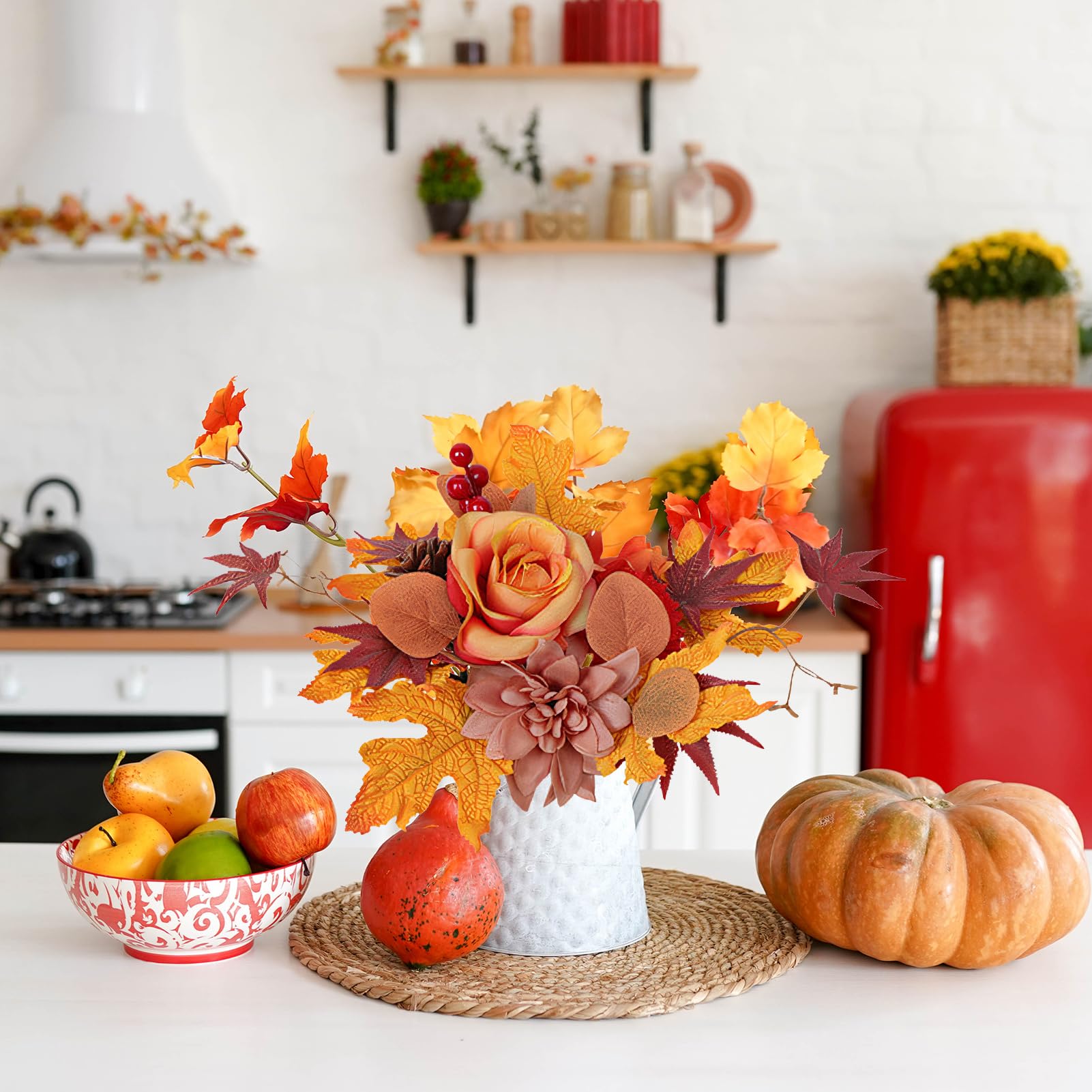 Lot De 8 Fleurs D'eucalyptus Artificielles Résistantes Aux UV