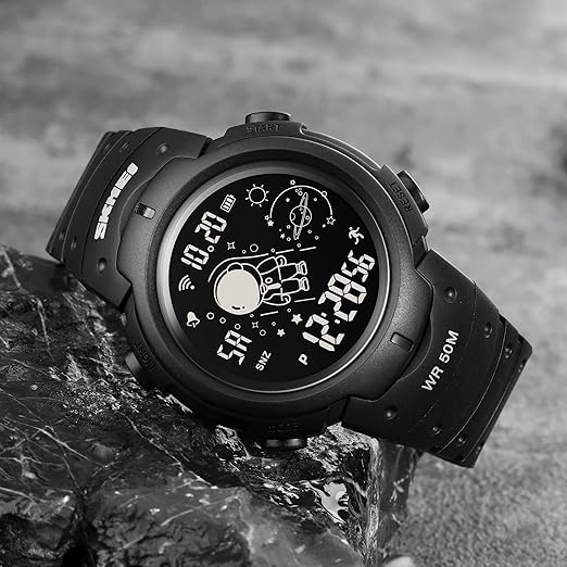 SKMEI Men's Digital Sports Watch, Waterproof LED Screen Large Face Military Watches and Heavy Duty Electronic Simple Army Watch with Alarm - 1820