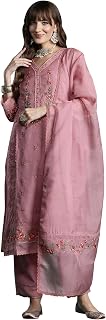 INDO ERA Women's Organza Kurta and Pant with Dupatta Set Price In India