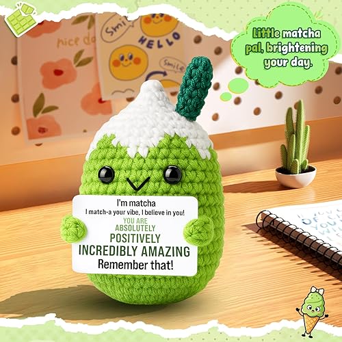 Miniatura 7 de Affirmations Crochet Matcha Buddy - Regalo de cumpleaños positivo para mujeres, amigas, mejores amigas, compañeras de trabajo, jefa, regalo