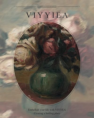 Miniatura 4 de VIYYIEA - Lienzo decorativo de pared con marco dorado, decoración del hogar, arte floral botánico clásico rústico de mediados de siglo, para