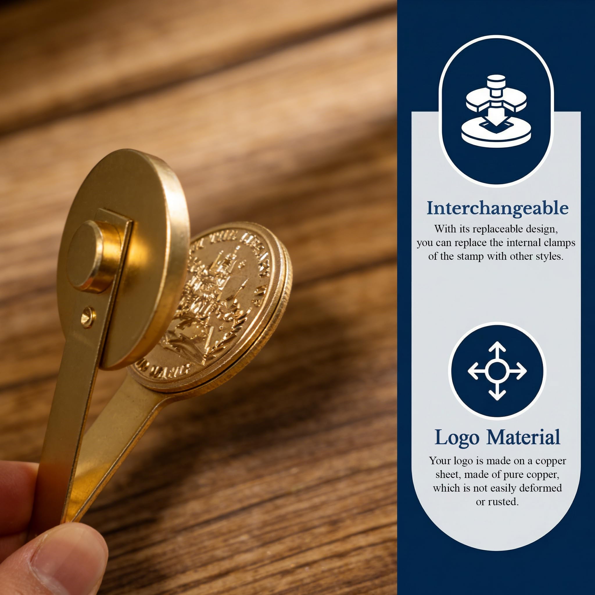 Prägestempel Personalisiert, Mit 100 Aufkleber, Buchpräger mit eigenem Logo, Messing, mit robustem Stahlgehäuse, für Bücher, Bibliothek, Hochzeit Einladung, Umschläge, Notarsiegel